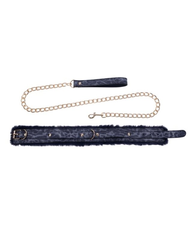 Sportsheets - Cougar Fur Collar & Leash Blue