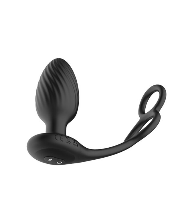 Nexus - TORNADO Rotating Plug with Cock & Ball Rings - Black