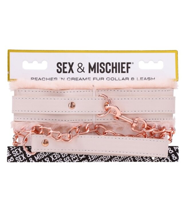 Sportsheets - S&M Peaches ‘n CreaMe Fur Collar & Leash Cream