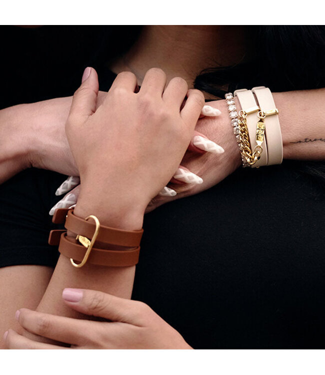 Crave - ICON Cuffs - Tan & 18kt Gold Plated