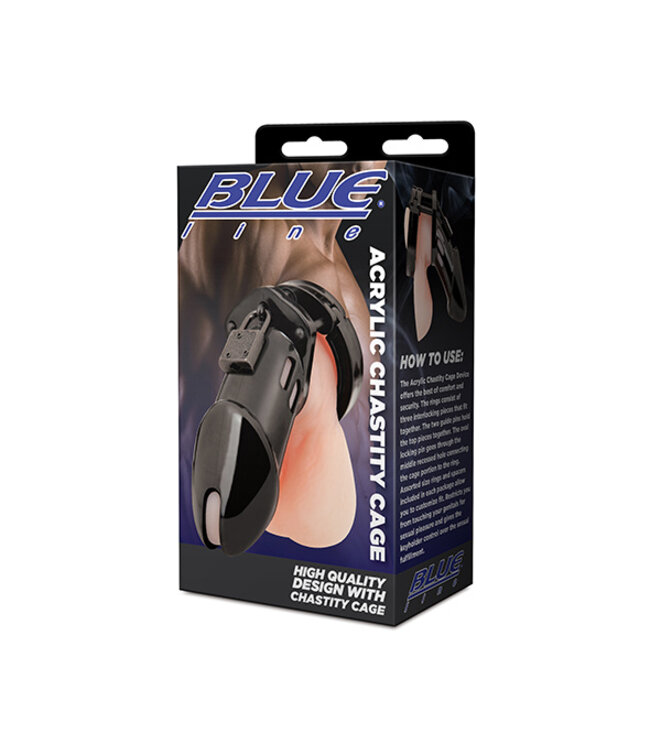 Blueline - Acrylic See-Thru Chastity Cage Black