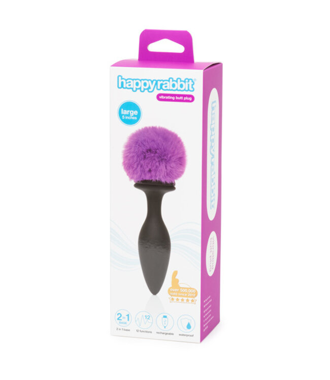Happy Rabbit - Oplaadbare Vibrerende Butt Plug Zwart & Paars Groot