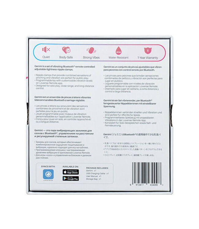 Lovense - Gemini App-Controlled Vibrerende Tepelklemmen