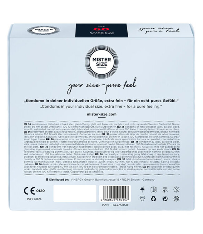 Mister Size - 60 mm Condooms 36 Stuks