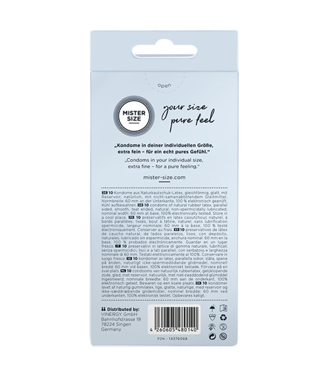 Mister Size - 60 mm Condooms 10 Stuks