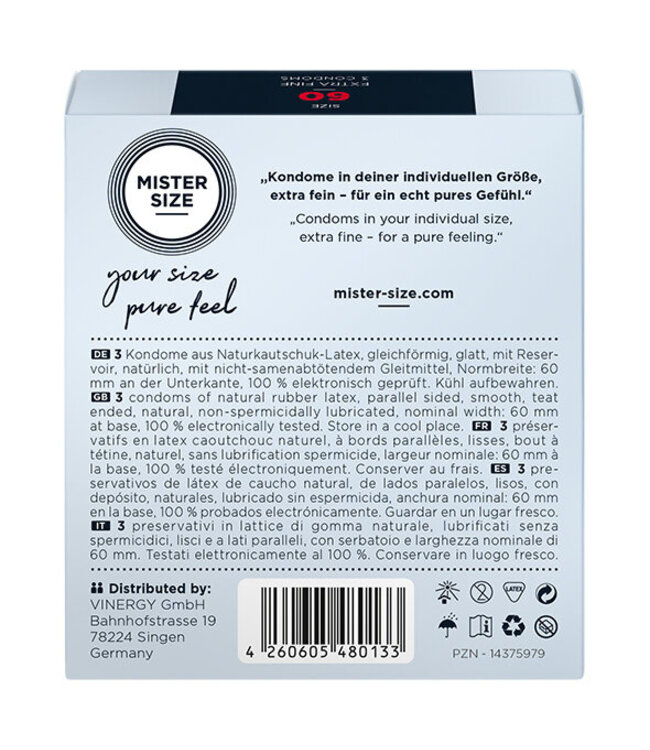 Mister Size - 60 mm Condooms 3 Stuks