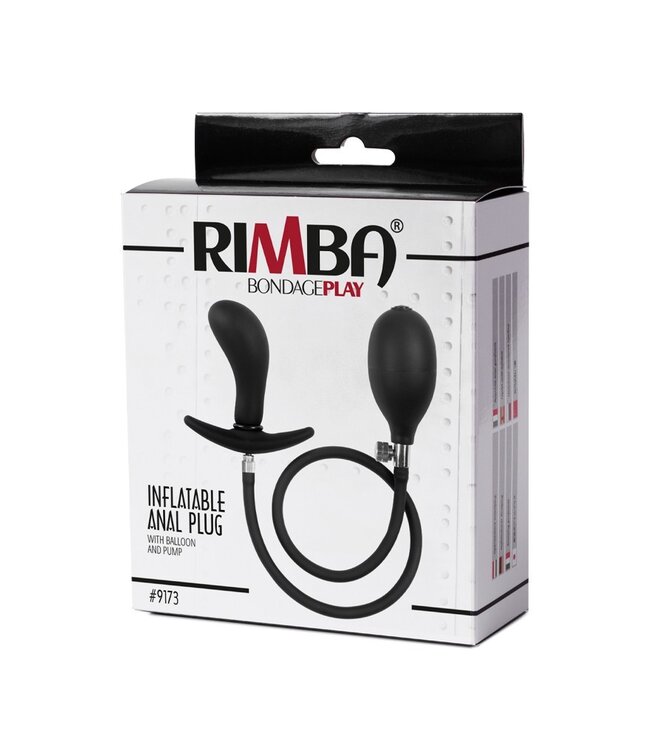 Rimba Latex Play - Opblaasbare Gebogen Anaalplug met Pomp - Zwart