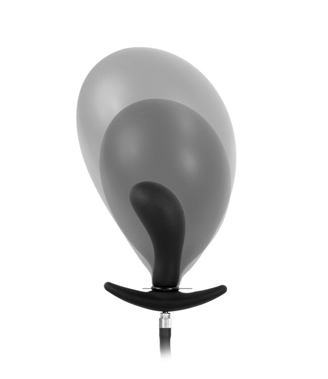 Rimba Latex Play - Opblaasbare Gebogen Anaalplug met Pomp - Zwart