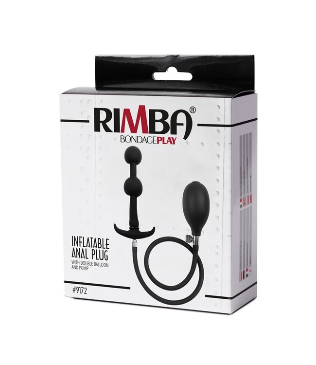 Rimba Latex Play - Opblaasbare Anaalplug met Dubbele Ballon en Pomp - Zwart