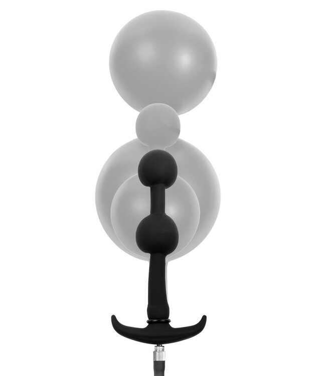 Rimba Latex Play - Opblaasbare Anaalplug met Dubbele Ballon en Pomp - Zwart