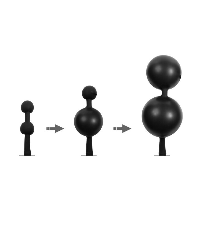 Rimba Latex Play - Opblaasbare Anaalplug met Dubbele Ballon en Pomp - Zwart