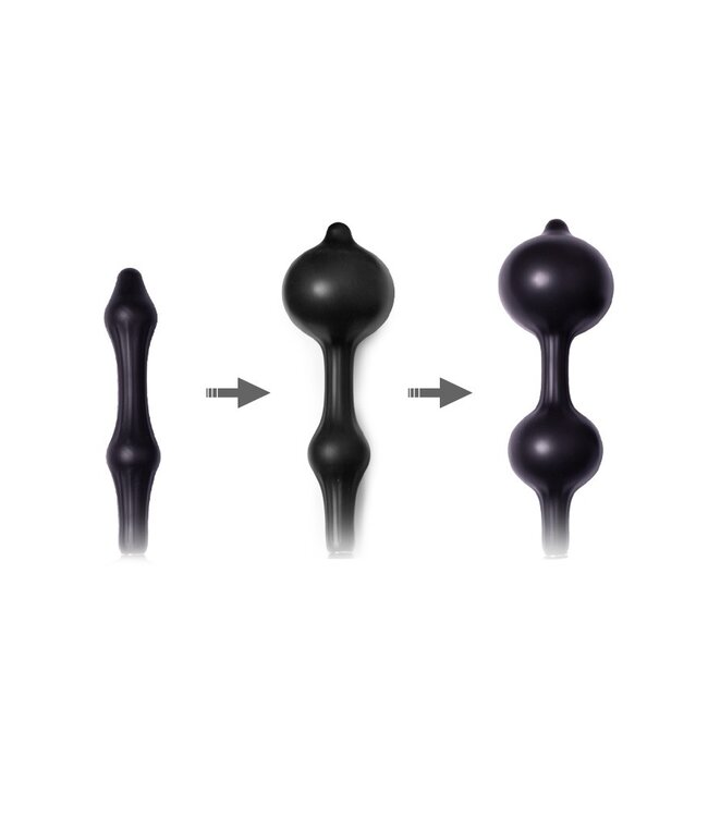 Rimba Latex Play - Opblaasbare anaalplug met dubbele ballon en pomp - Zwart