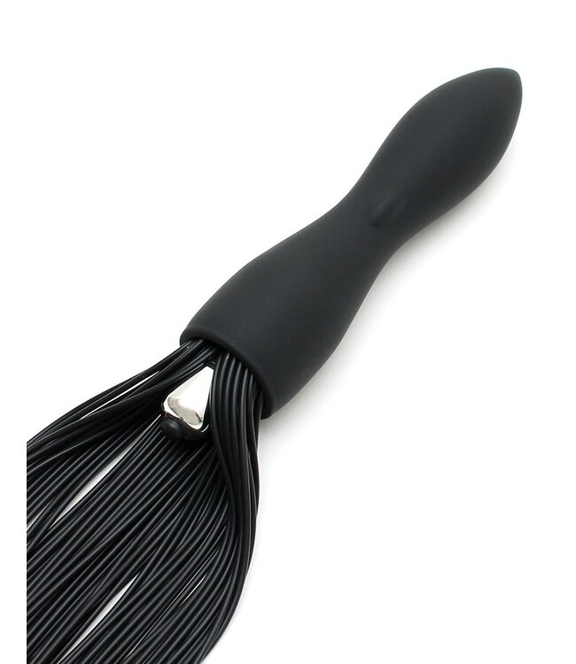 Rimba Latex Play - Zweep met vibrerende dildo - Zwart