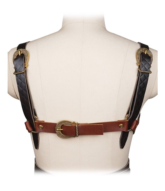 Liebe Seele - Leren Bustier - Zwart, Bruin & Goud