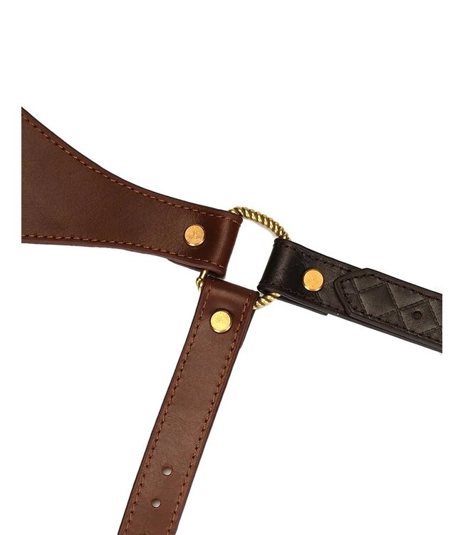 Liebe Seele - Leren Bustier - Zwart, Bruin & Goud