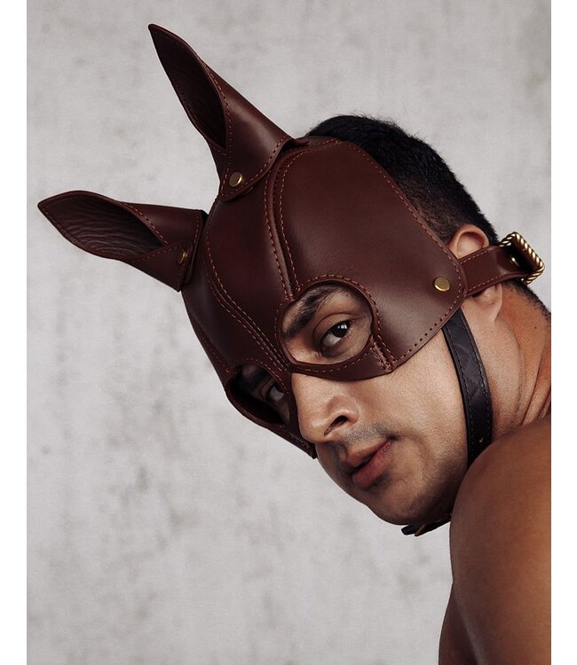 Liebe Seele - Leren Masker met Oren - Zwart, Bruin & Goud