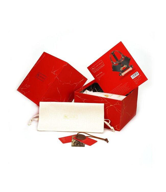 Liebe Seele - Leren Blinders met Mondknevel - Zwart, Bruin & Goud