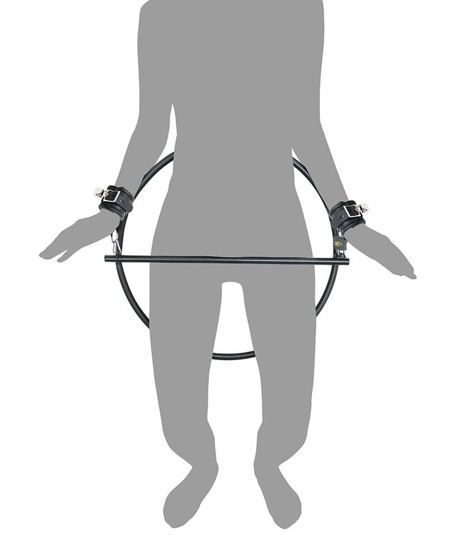 Rimba Restraint Ring met leren boeien en hangslot