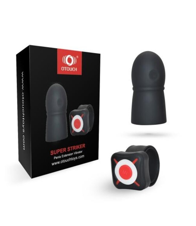 OTOUCH - Super Striker Verlengende Penis Sleeve Met Vibraties - Zwart