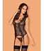obsessive Meshlove Jarreteltop en String - Zwart