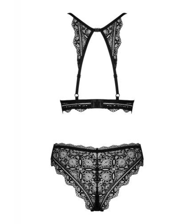 Renelia 2-delige Kanten BH Set - Zwart