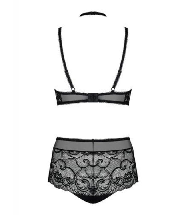 Elizenes 2-delige Kanten BH Set Met Halternek - Zwart