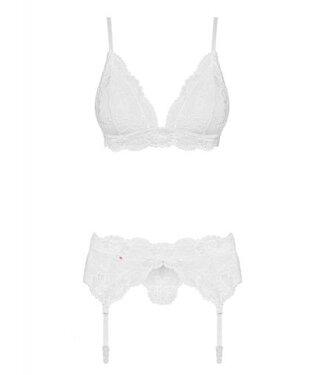 obsessive 3-Delige Kanten Jarretel Set - Wit