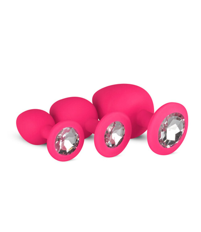 Siliconen Buttplug Met Diamant - Roze