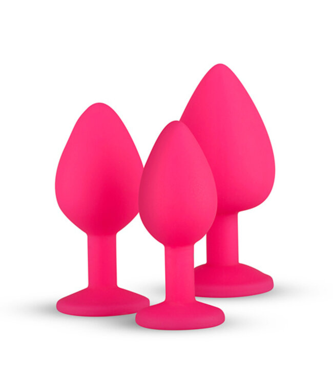 Siliconen Buttplug Met Diamant - Roze