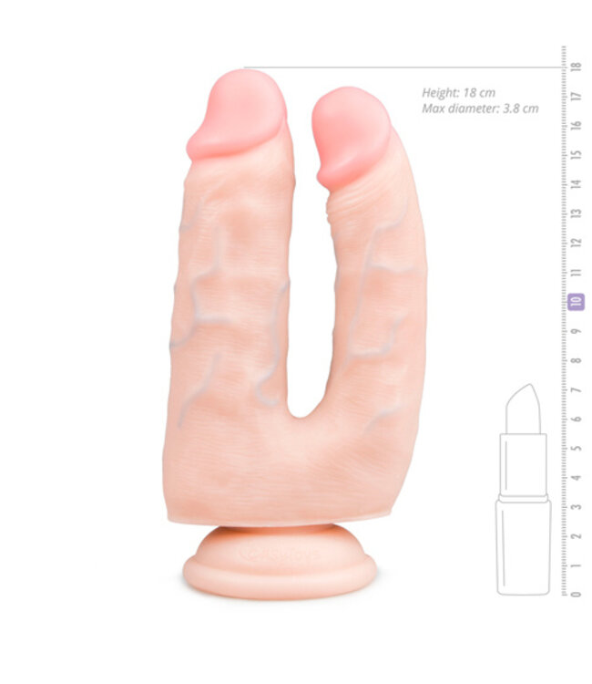 Realistische Dubbele Dildo Met Zuignap - 18 cm