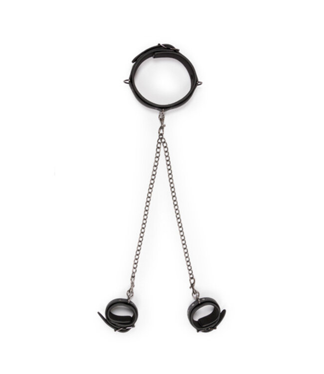 Kunstleren halsband met enkelboeien