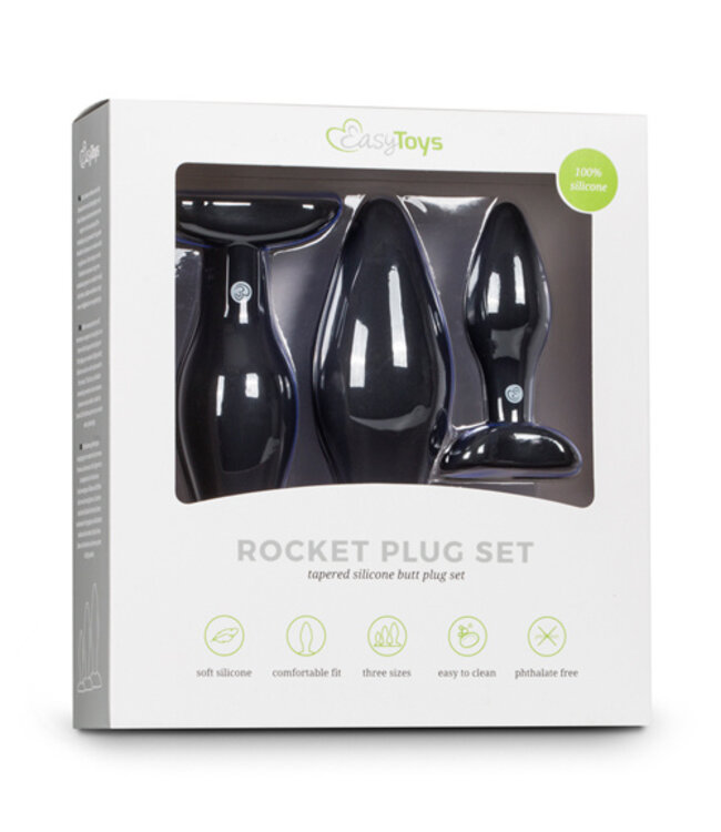 Siliconen buttplugsetje - zwart