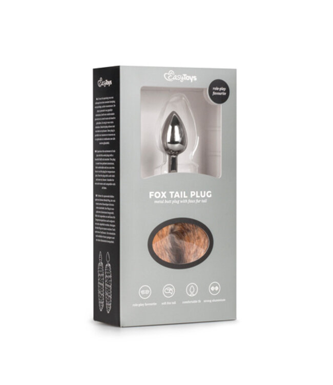 Kleine zilverkleurige buttplug met lichtbruine vossenstaart