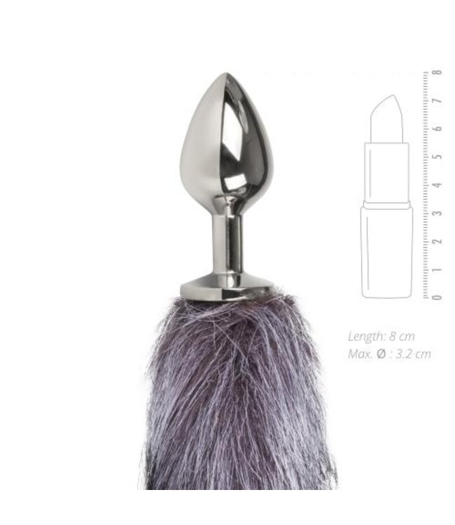 Medium zilverkleurige buttplug met vossenstaart
