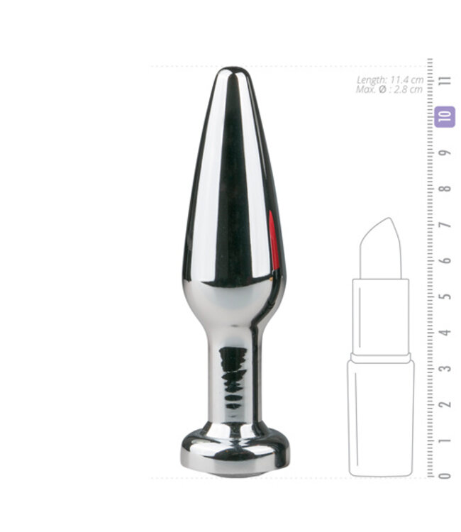 Metalen buttplug met diamant - zilverkleurig