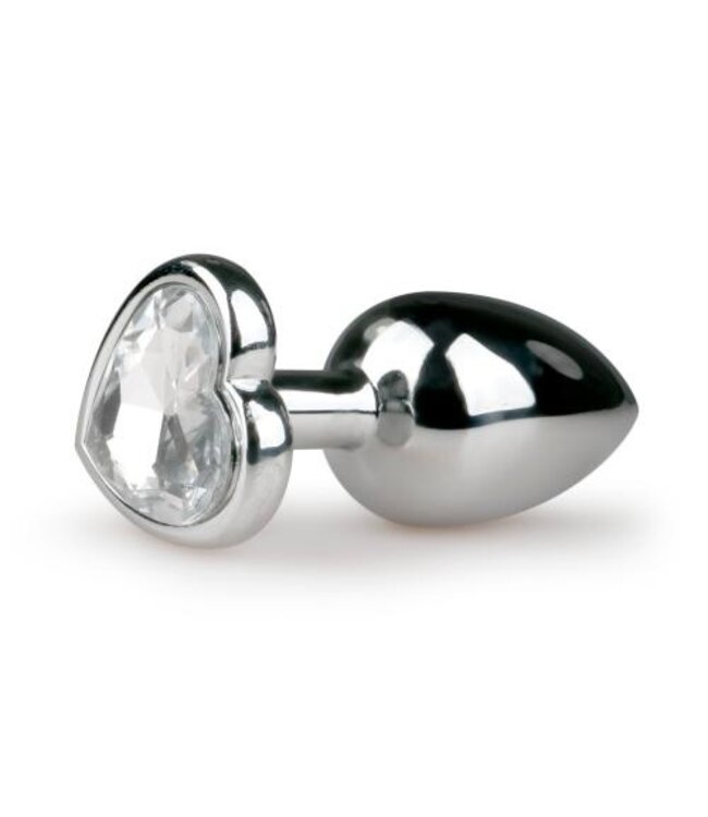 Zilverkleurige Buttplug Met Hartvormige Transparante Steen