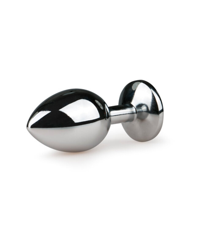 Metalen buttplug met transparante diamant - zilverkleurig
