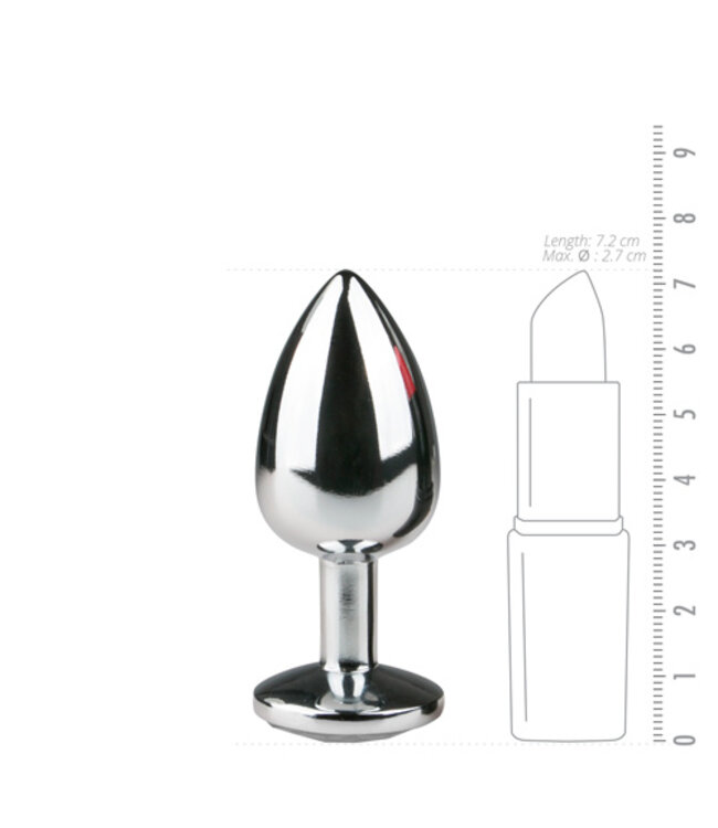 Metalen buttplug met transparante diamant