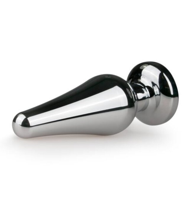 Zilverkleurige metalen buttplug met roze diamant
