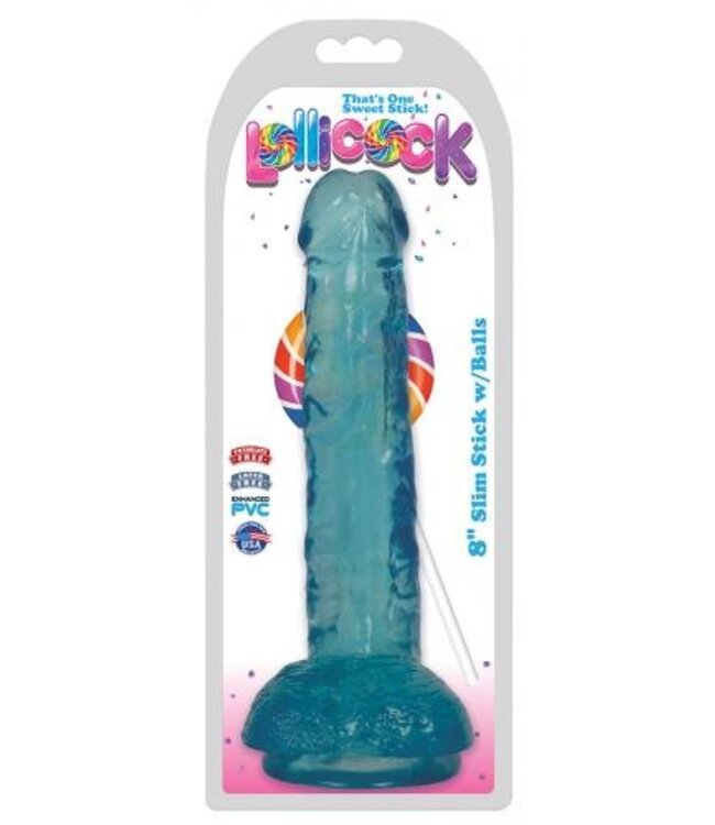Lollicock - Dildo Slim Stick With Balls - Berry Ice - 20.3 cm
