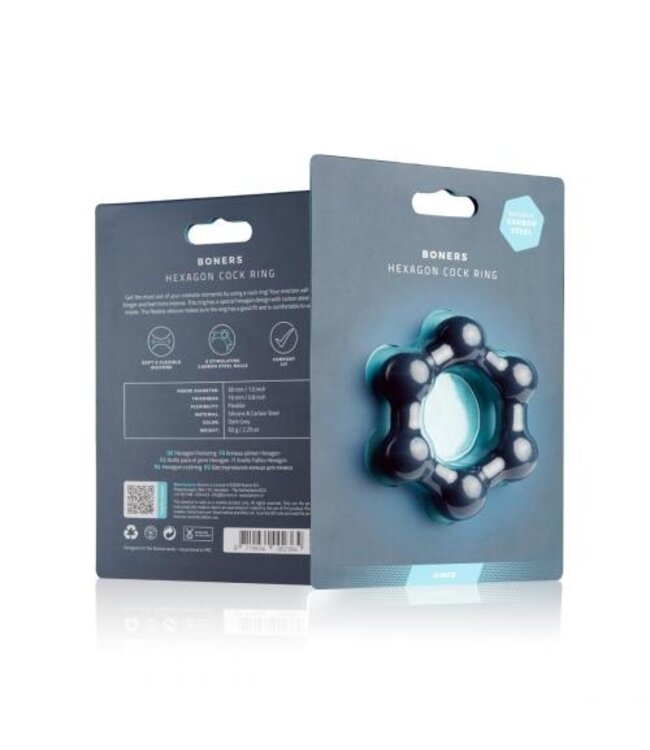 Boners Hexagon Cockring Met Stalen Kogels