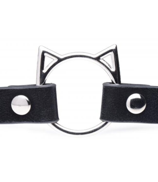Kinky Kitty Ring Slim Choker - Zwart