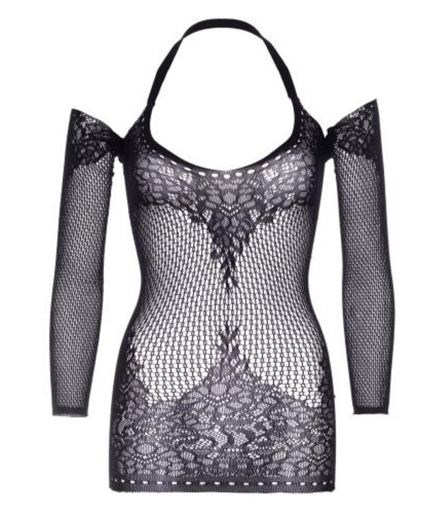 Twist Halter Kanten Jurk - Zwart