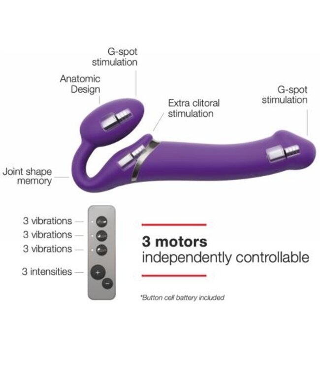 Strap On Me - Strapless Vibrerende Voorbind Dildo - Maat M - Paars