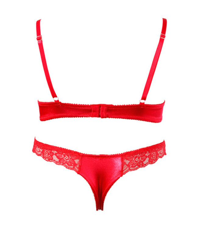 Verleidelijke Open Cup BH met Slipje