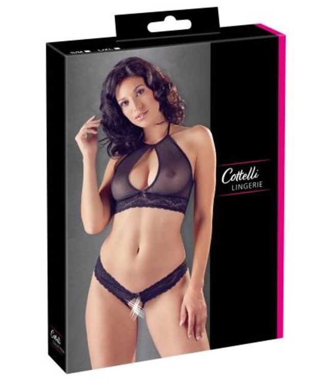 Sexy 2-Delige Transparante Set Met Open Kruisje