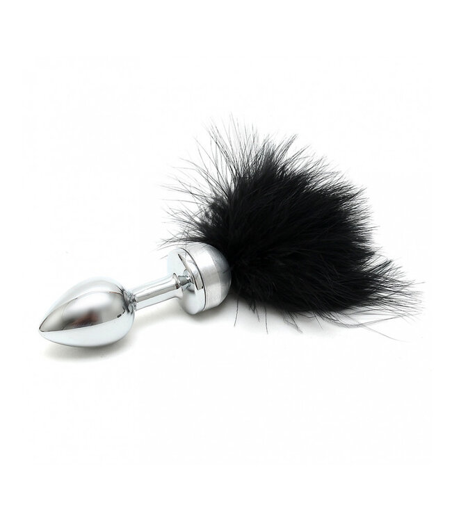 Rimba - Buttplug KLEIN met zwarte veer (unisex)