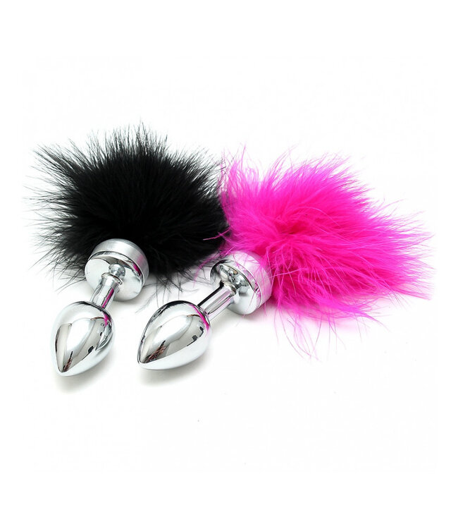 Rimba - Buttplug KLEIN met zwarte veer (unisex)