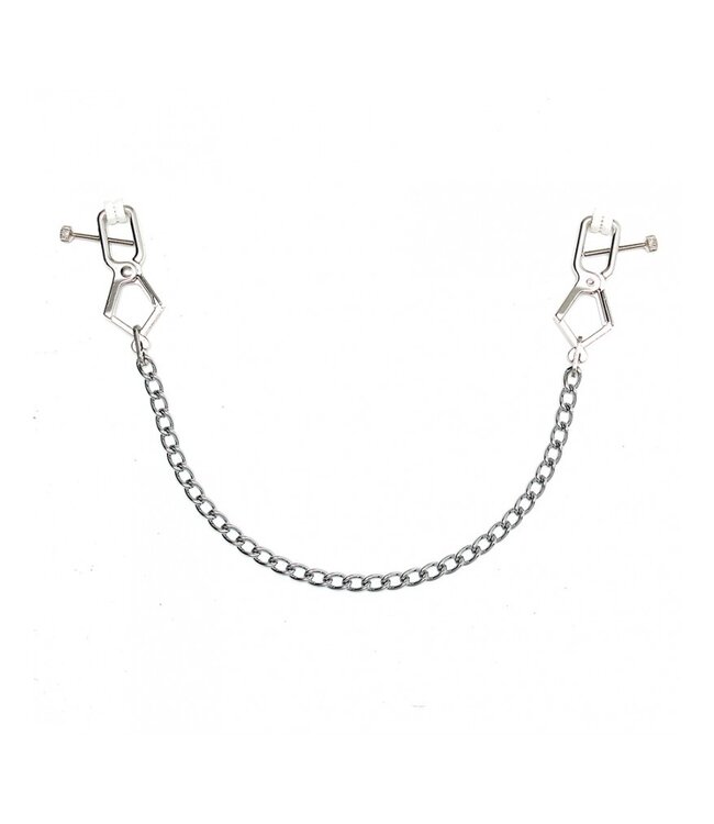 Rimba Bondage Play - Verstelbare Tepelklemmen met Ketting - Zilver