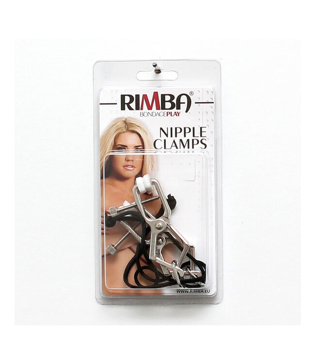 Rimba Bondage Play - Verstelbare tepelklemmen zonder ketting - Zwart & Zilver